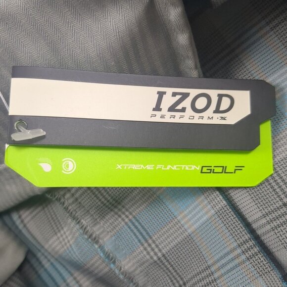 IZOD PerformX Golf Shorts Mens 40 Gray Blue Plaid UPF-50 Outdoor Travel Golf NWT - Picture 14 of 16